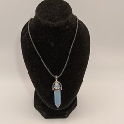 Hexagon Chakra Pendant In Light Blue With Adjustable Black Cord Necklace (NM)(NM)