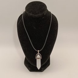 Hexagon Chakra Pendant In White With Adjustable Black Cord Necklace (NM)(NM)