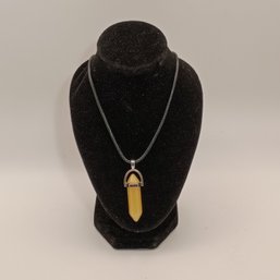 Hexagon Chakra Pendant In Yellow With Adjustable Black Cord Necklace (NM)
