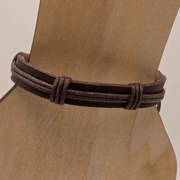 Handmade Multi-Strand Boho Dark Brown Leather Adjustable Band Bracelet (NM)