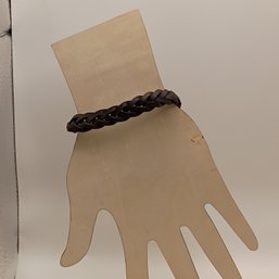 Handmade Braided Boho Dark Brown Leather Adjustable Bracelet (NM)