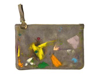 Clare V. Leather And Suede Zip Pouch