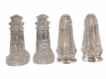 Two Sets Of Crystal Salt & Pepper Shakers
