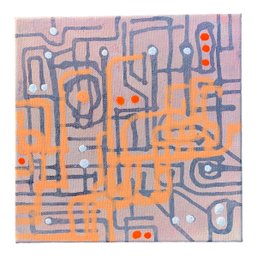 A Small Modern Abstract Mixed Media Painting On Canvas