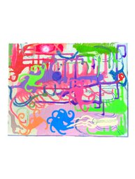 Modern Abstract Mixed Media Painting On Canvas