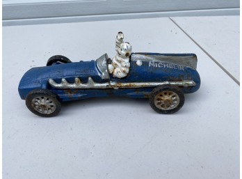 Michelin Man Cast Iron Race Car By Hubley