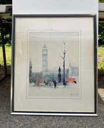 Mid Century Framed Big Ben London Print By Klitz