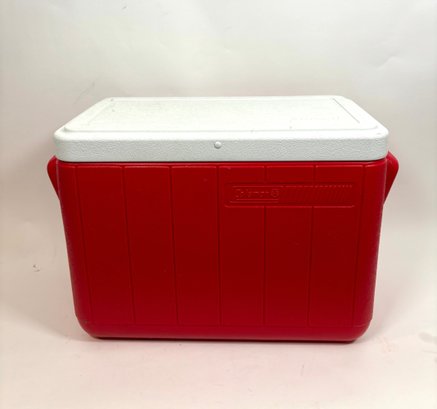 Red Coleman Cooler With Drink Tray Lid Model 5277 #16837