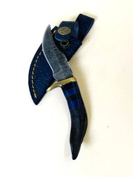 Hand Crafted Damascus Steel Knife With Leather Sheath 5