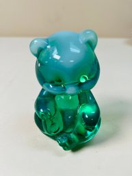 Fenton Art Glass Sea Mist Green Opalescent Bear Figurine