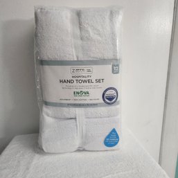 Enova Recycled Cotton Hand Towels For Hospitality And Home, White, Set Of 12