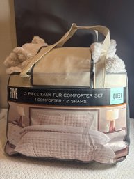 New Frye 3pc Faux Fur Comforter Set Queen