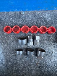 Blue Point Double-ended Socket Set.  18mm, 14mm, 13mm,5/8, With 1/2 And 14 Drive