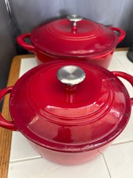 RED Tramontina Enamel Cast Iron Dutch Oven Set 6 And 4 Qt