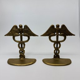 Brass Caduceus Book Ends - Medical & Health Care