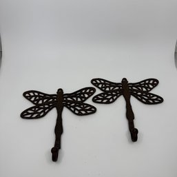 Pair Of Cast Iron Dragonfly Hooks
