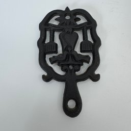 Vintage Cast Iron Trivet With Two Birds & Heart