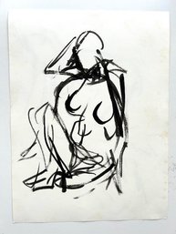 Original Ink Brush Figure Drawing Unsigned On 9x12 Paper