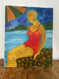 California Style Modern Painting (Scratch)  20 X 16 O/C, Unsigned, Unframed