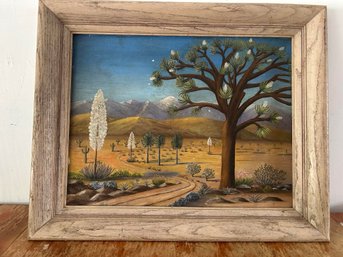 Midcentury Surreal Desert Landscape, Signed 15 X 22, O/B