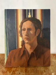 Young Man/Navaho Rug Portrait, O/C 20x16, Unsigned, Unframed.
