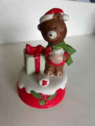 Vintage Teddy Bear Christmas Music Box