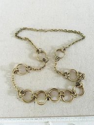 Modern Gold Tone Long Chain Necklace With Circles