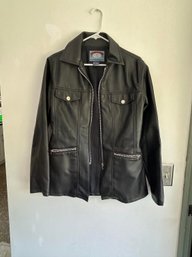 Faux Leather 'Blue Asphalt' Ladies  Jacket SZ M- L