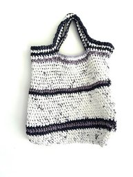 Handmade Crochet Summer Bag Purple And White Stripe NEW!