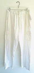 White Elastic Waist 100% Cotton 'Collections Etc.' Ladies Pants  SZ L NWT
