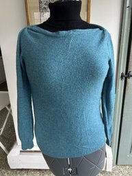 Tahari 100% Cashmere Long-Sleeve Teal Color Top - Medium