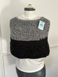 Hand Knit Ladies Gray & Black  Coverlet NWT
