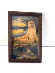30's Vintage Nude Print Blossoms Mabel Rollins Harris Antique Art Deco Frame