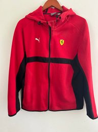 PUMA Ferrari Red/Black Full Zip Hoodie Jacket Size L