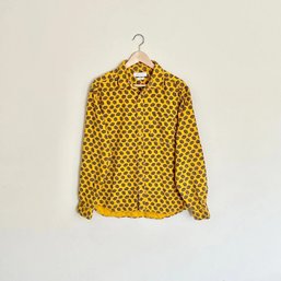 Mens Urban Outfitters  Yellow Button Down Paisley Design Flannel Long Sleeve Shirt SZ M