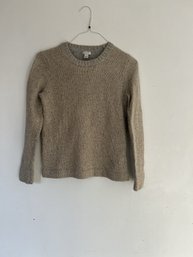 J.Crew Lurex Classic Crewneck Shimmer Classic Sweater- Gold/ Heather Grey Size S