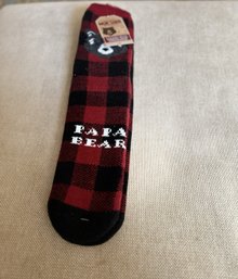 Muk Luk-Ees Men's Thermal Socks Papa Bear Red Black Buffalo Plaid OS 8-13 NWT