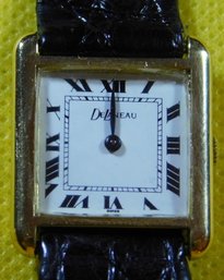 DeLaneau 18K Case Wristwatch Vintage Roman Numerals Tank