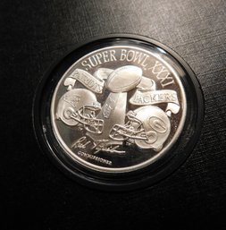 Super Bowl XXI Patriots Packers 1 Toz .999 Silver Commemorative Coin Balfour 1865/7500