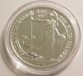 2014 Elizabeth II 2 Pounds.999 Silver 1 Ounce Brittannia Coin