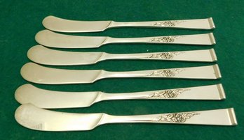 Reed And Barton Classic Rose Sterling Silver 6 Butter Knives 5.8 Troy Ounces No Monograms