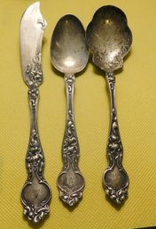 1 Knife And 2 Spoons Sterling Silver 2 Toz
