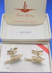 Vintage Pocahontas Cufflinks Gold Tone By Hickok Pocahontas Fuel Company NOS