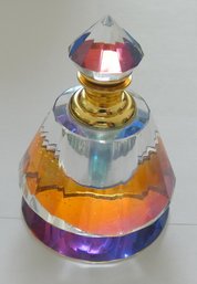 Iridescent Rainbow Perfume Bottle Unmarked About 2 1/2' Diameter