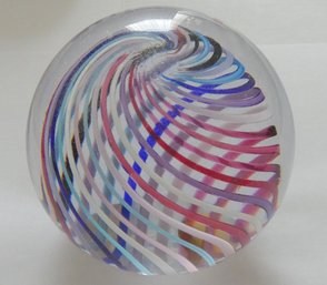 Art Glass Hand Made Swirl Paperweight Signed Hamm '87