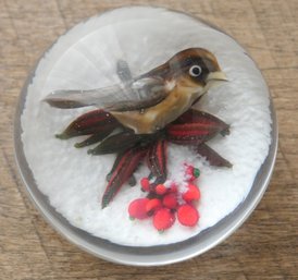 Ayotte M-87 Signed Bird Paperweight   About 2 1/4 Inch Diameter