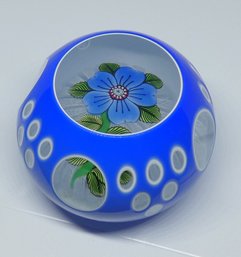 Triple Overlay Lampwork Paperweight Singed JD 2003 About 3 1/4 Inch Diameter