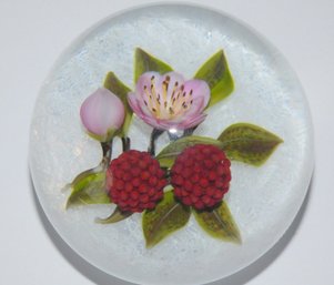 Signed Trabuco 2002 Glass Paperweight About 3 1/4 Inch Diameter