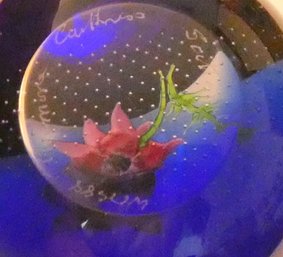 Caithness Anemone Glass Paperweight About 2 1/2 Inch Diameter