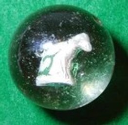 Large Antique Sulfide German Marble With Sitting Dog Inside